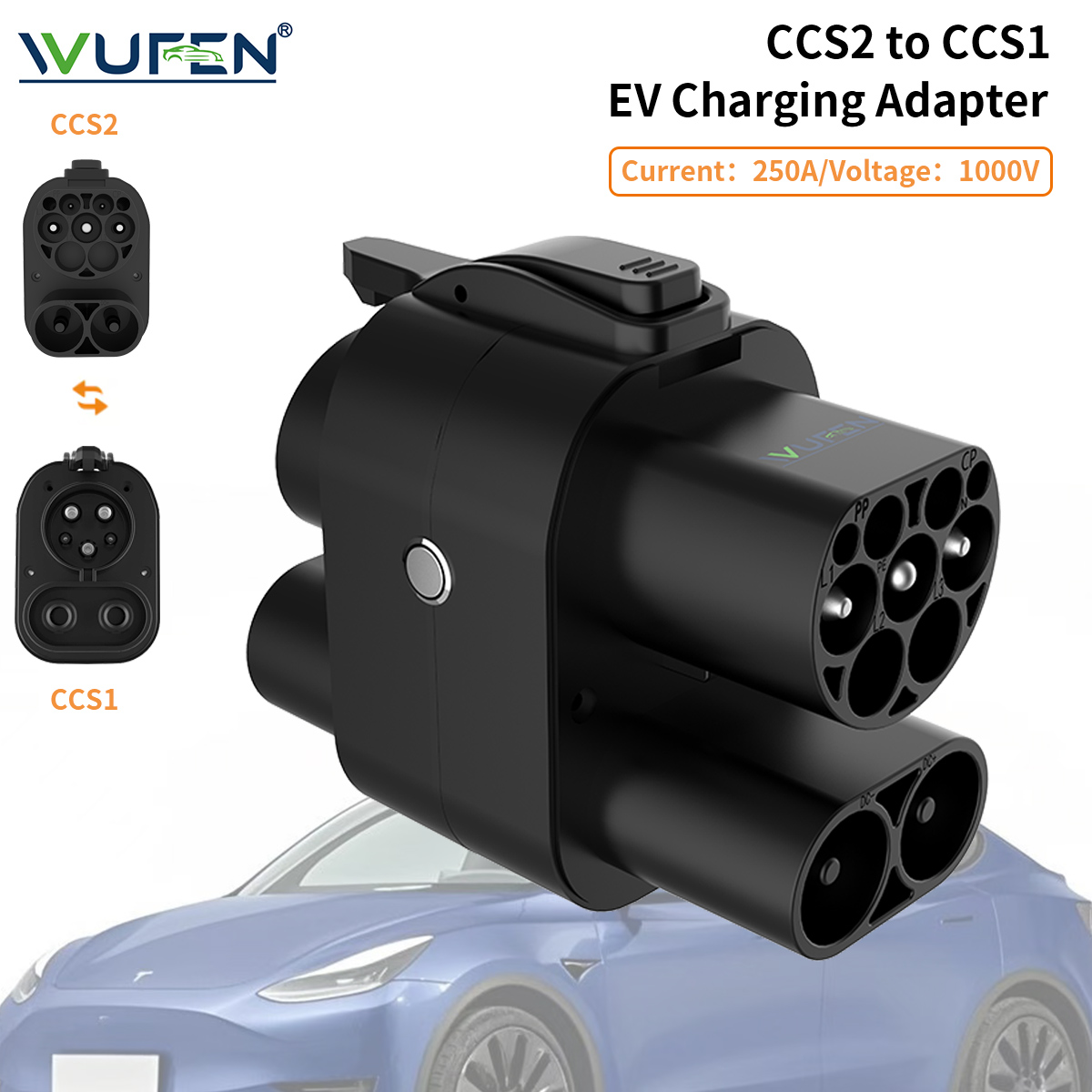 Ccs2 To Ccs1 Fast Charge Adapter 250Kw - Adaptador WUFEN CCS2 a CCS1, adaptador