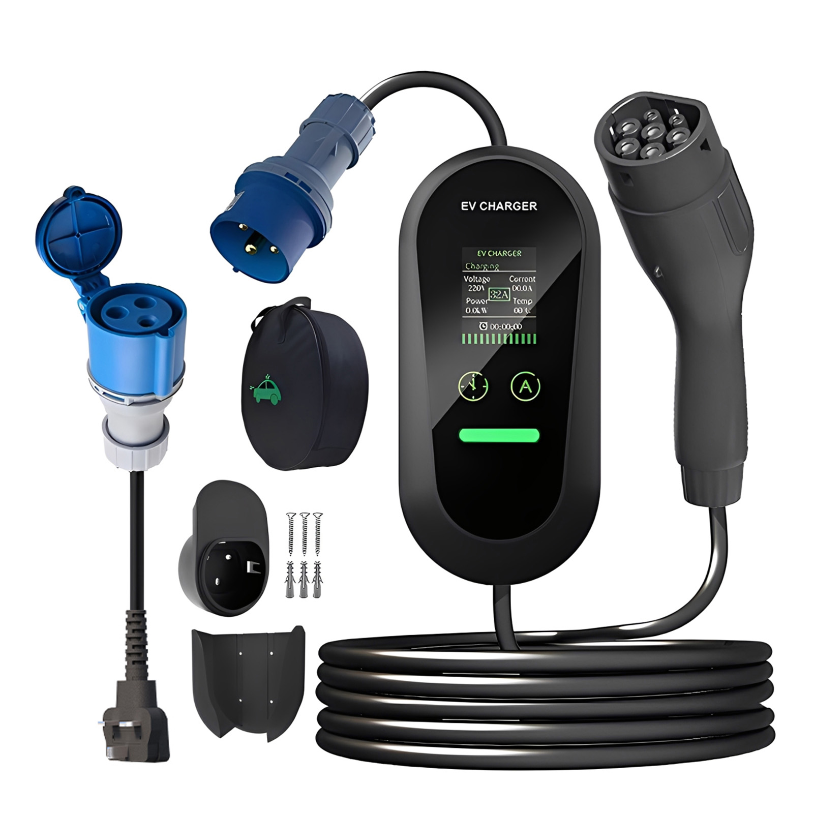 Portable Ev Charger 32A Type 2 Cee Plug - Cargador EV portátil Type2 7KW 32A
