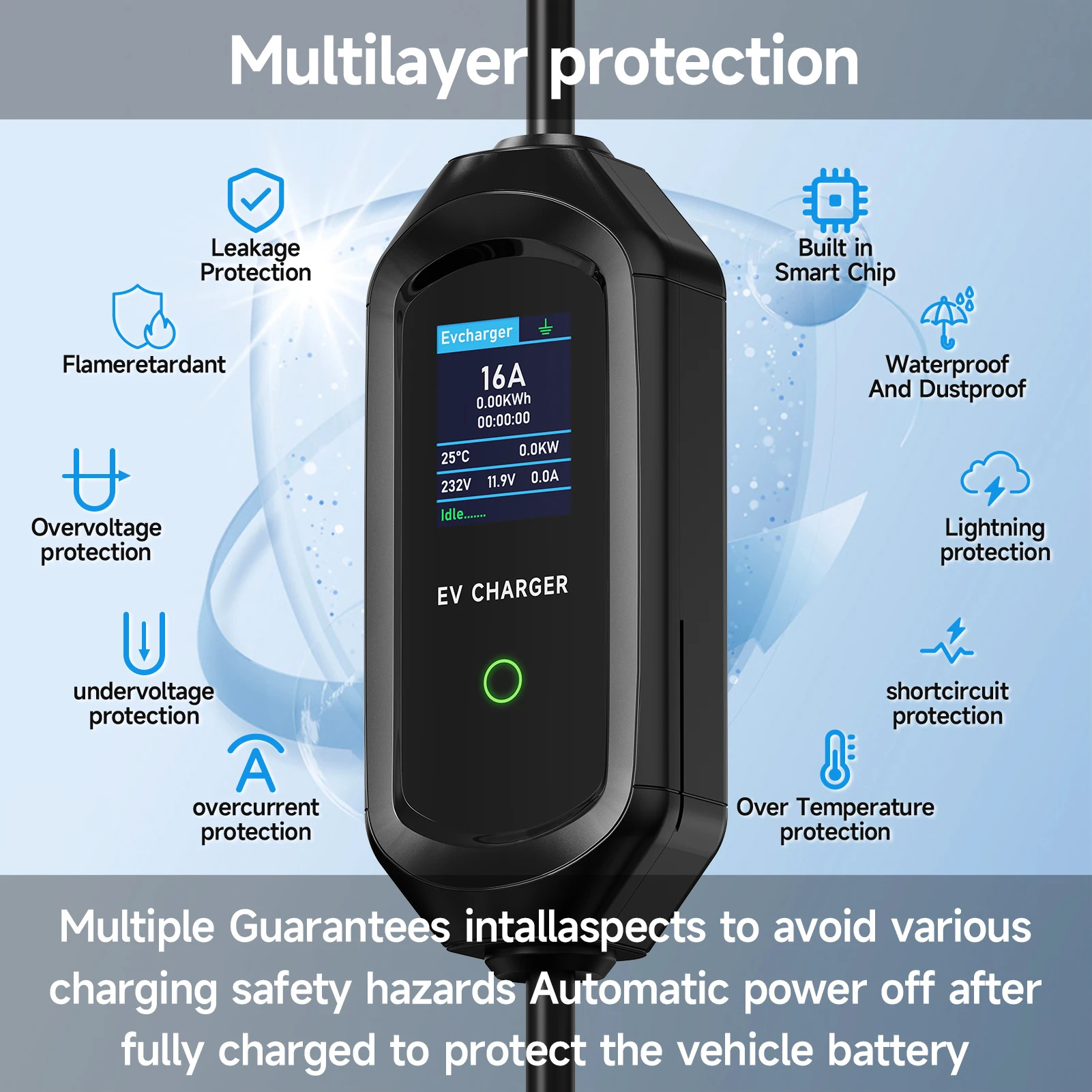 Cargador Portátil para Vehícul - Portable Ev Charger 32A Type 2 Cee Plug reseña y precio