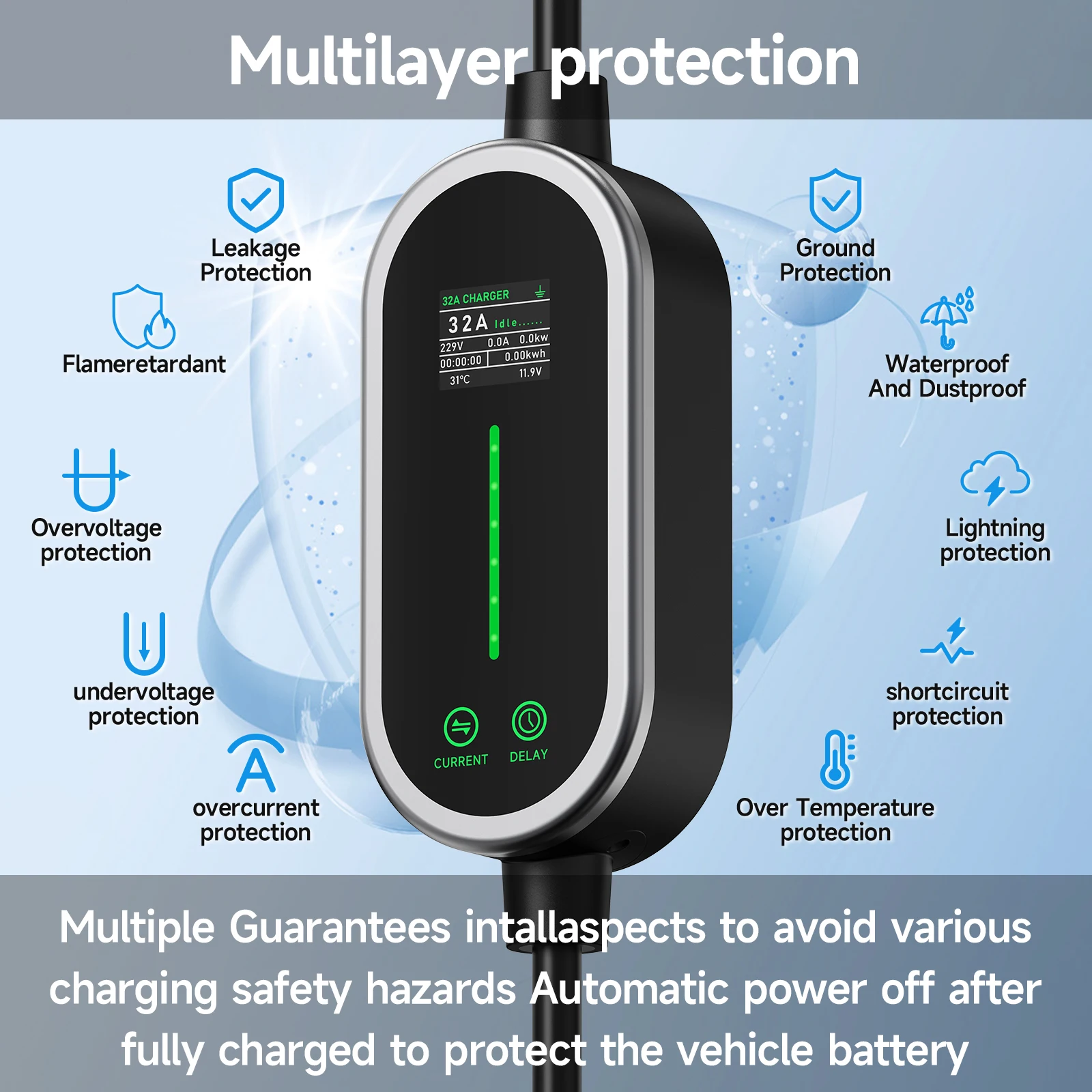 AFEEV 7.2KW 32A Cargador EV po - Portable Ev Charger 32A Type 2 Cee Plug reseña y precio