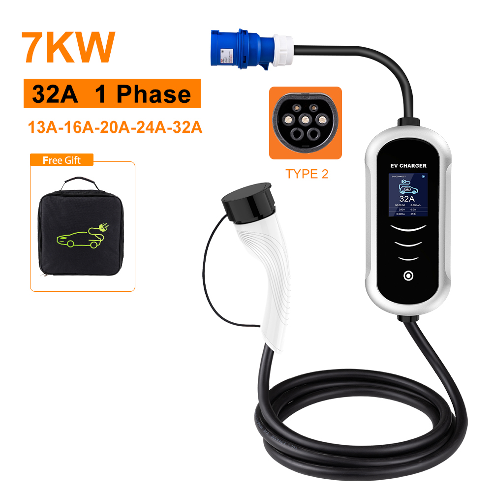 IPENGEN-cargador EV portátil t - Portable Ev Charger 32A Type 2 Cee Plug reseña y precio