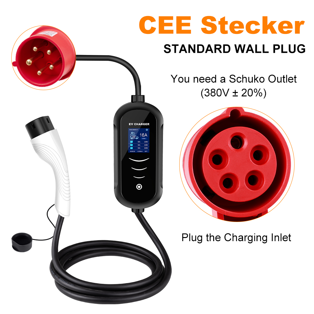 IPENGEN-cargador portátil EV d - Portable Ev Charger 32A Type 2 Cee Plug reseña y precio